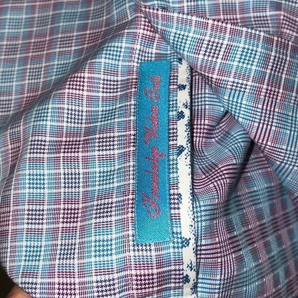 NWOT Robert Graham Button Down Plaid Blue Pink White Print Shirt Mens Sz XL - Picture 4 of 5